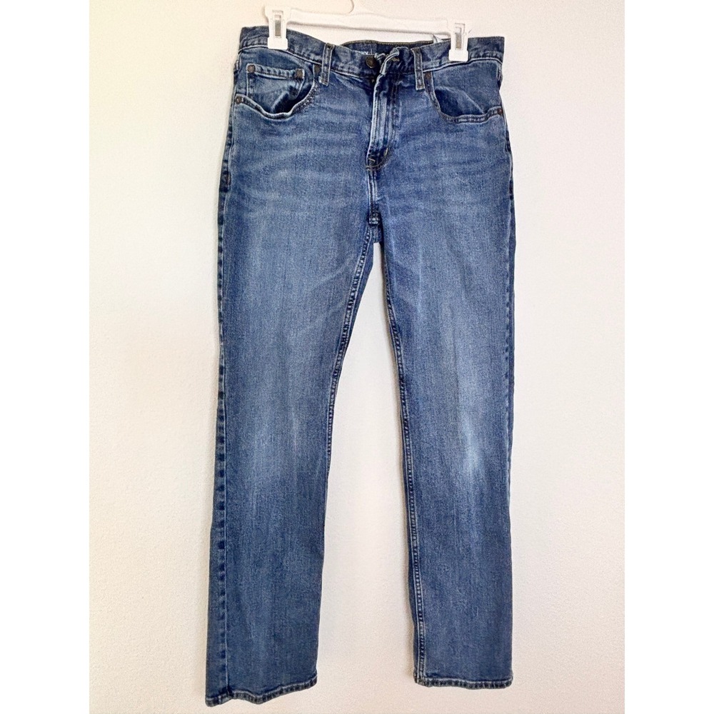 Old Navy Mens Straight Leg Jeans 31x32 Medium Wash Blue Denim Stretch